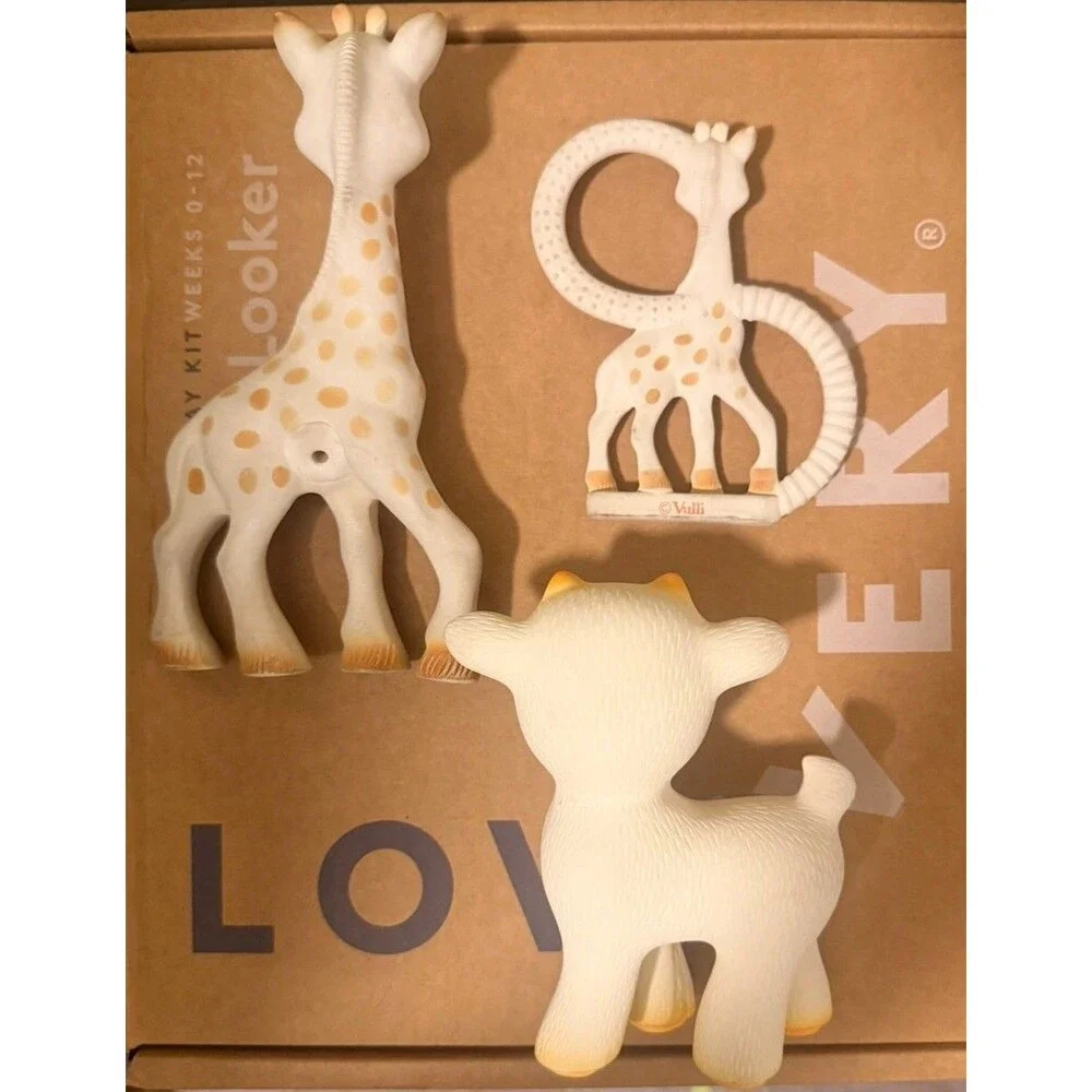 Vulli Sophie la Girafe Large & Small & Goat Natural Rubber Teething Toy lot